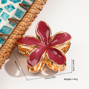 Pinza para el pelo de aleación esmaltada con diseño floral de <span class=keywords><strong>frangipani</strong></span>, estilo coreano, de uso diario, antideslizante para moños, ideal para playa y piscina, Zhuostone, ¡la más vendida! - Product Image 6