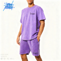 Ensemble jogging deux pièces pour homme, t-shirt et short en coton décontracté d'été avec logo personnalisé imprimé, taille oversize