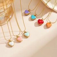 Collier Cœur Coloré en Acier Inoxydable YEHHY, Plaqué Sous Vide, Étanche, Mignon et Frais pour Femme, Bijou Quotidien