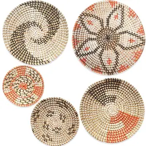 Hiasan Dinding Dalam Ruangan Pola Keranjang Piring Lamun Decore Macrame Gantungan Nordic Putaran Seni Kayu Hot Sale Dekorasi Piring Antik