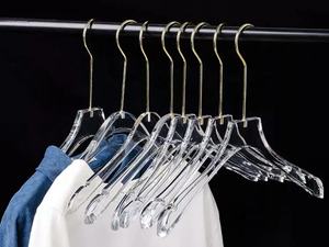 Nouveau magasin <span class=keywords><strong>de</strong></span> vêtements, support transparent en acrylique pour vêtements et pantalons avec crochet doré - Product Image 6