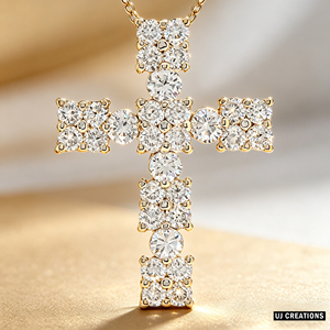 CUSTOM SILVER 10K/14K/18K GOLD PLATED LAB GROWN CVD DIAMOND CLASSIC ENGAGEMENT GIFT SWEATER <b>CHAIN</b> NECKLACE <b>CROSS</b> PENDANT - Product Image 1