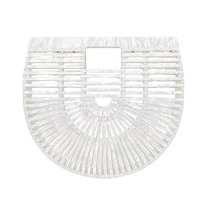 Women Acrylic Fan-Shaped <b>Clutch</b> Hollow Slatted Half Moon Hard Case Handbag for <b>Wedding</b> Cocktail Party - Product Image 4