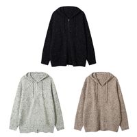 Automne hiver nouveau respirant à manches longues Cardigan pull à capuche coréen frais Simple velours tricoté unisexe fermeture à glissière