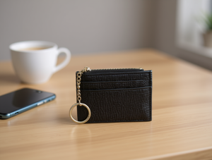 Portacarte con cerniera da 4 pollici in pelle PU dal design minimalista per contenere carte - Product Image 2