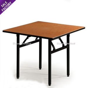 Venta caliente muebles de boda pierna de Metal madera blanca plegable mesas redondas de madera para banquetes al por mayor - Product Image 4