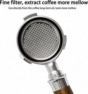 Porte-filtre sans fond 3 oreilles professionnel classique en aluminium pour expresso, panier 51/54/58mm, poignée en bois de rose, durable et en stock - Product Image 2