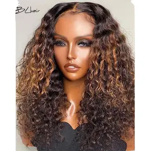 Highlight HD Wigs Human Hair Lace Front Shoulder Length Piano Color Curly Lace Wig Highlight Wave High Wig For Black Women