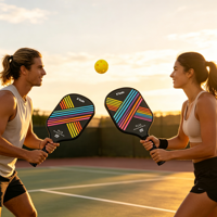 Raquette de pickleball en fibre de verre, noyau en nid d'abeille PP 16 mm, portable, pour entraînement adulte, motifs personnalisés, couleur personnalisée, fournisseur en gros