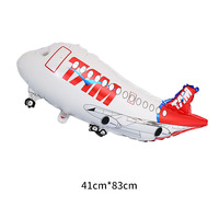 Ballon en aluminium en forme d'avion de chasse rouge, bleu et blanc, motif dessin animé, pour la décoration de fêtes d'accueil de bébé et d'anniversaires (vente en gros)
