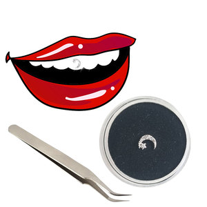 925 argent plaqué argent pur dents gemme outil incrusté Zircon étoile lune soirée décoration dent gemmes pour dents blanchissant bandes - Product Image 1