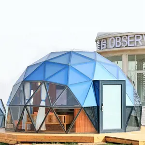 IGLOO geodesic โดมแก้วโดมเต็นท์สำหรับงานโรงแรมหรูบ้านพร้อมประตูกระจกและหน้าต่าง