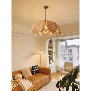 โคมไฟระย้ารูปกลีบดอกไม้หวายทอมือ E27 LED ทรงกลมสำหรับห้องนั่งเล่นห้องนอนร้านอาหารเกสต์เฮาส์ - Product Image 3