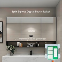Interrupteur tactile radar à double clé de type split avec affichage numérique, miroir intelligent avec capteur radar intégré, fonction d'affichage numérique adaptée