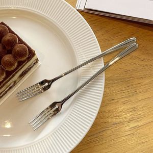 Stainless Steel Fruit Fork Round Perforated Design Party Dessert Serving Utensil - Product Image 1