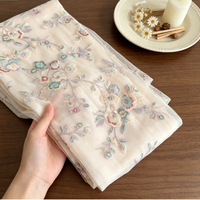 Kain Organza Payet Biji Bunga Renda Bordir 3D Tebal Bahan Polyester Ringan Lolita Anak-anak Putri Pernikahan