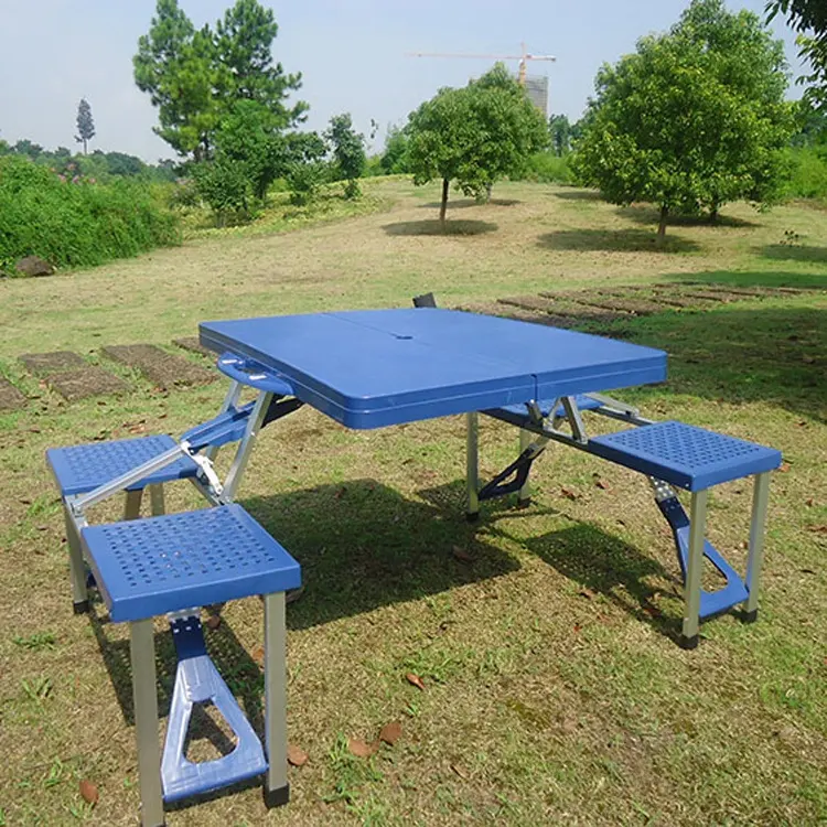 Mesa plegable de picnic para 4 personas, mesa de altura ajustable con 4  asientos, para interiores y exteriores, portátil, para maleta, mesa de  juegos