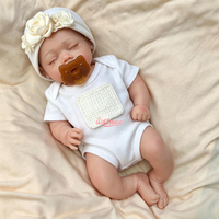18 Zoll lebensechte Silikon-Reborn-Puppe mit geschlossenen Augen, wasserdicht, badefreundlich, mit Schnuller, interaktive handgefertigte Kunstpuppe