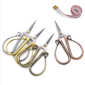 Retro Scissors Stainless Steel Straight Head Copper Bronze Gold Silver Home Use Tailor Scissors - Product Image 1