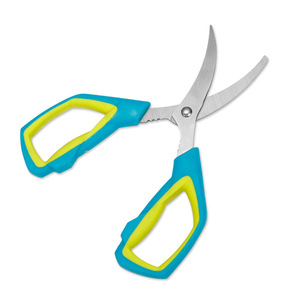 Shrimp Deveining <b>Scissors</b> Stainless Steel Blue And Yellow Elbow Shape For Home <b>Kitchen</b> Use - Product Image 1