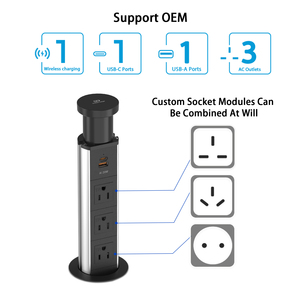 방수 타워형 주방 테이블 전원 콘센트 사무실 스위치 보호기 수동 팝업 소켓 상단 무선 충전 기능 - Product Image 6