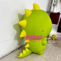 Mascotte de dessin animé mignonne, dinosaure gonflable, personnage, poupée de dinosaure verte gonflable, ballon