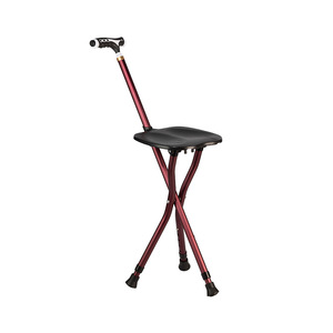 Cane <b>Stool</b> With Chair For Elderly Aluminum Alloy Magnetic Therapy Foldable Lightweight 87-97cm Black Burgundy - Product Image 5