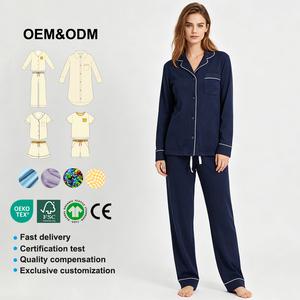 Conjunto de <span class=keywords><strong>Pijama</strong></span> Oversize de Algodón <span class=keywords><strong>Pima</strong></span> Suave y Casual para Mujer, de Alta Calidad, Fabricado por Baifei OEM - Product Image 1