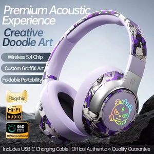 Cuffie Over-Ear T12 Camo Graffiti con Audio Surround 3D Dinamico 5.4, Illuminazione RGB, 15-20 Ore di Autonomia, Leggere per Sport - Product Image 5