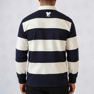 Vente en gros OEM – Nouveau polo de rugby à manches longues pour homme, rayé, décontracté, col chemise, en coton, maillot de rugby personnalisé - Product Image 4