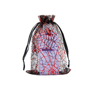Halloween Organza borsa <span class=keywords><strong>con</strong></span> coulisse <span class=keywords><strong>ragnatela</strong></span> & fantasma Design per regali di festa a caldo timbratura caramelle per uso festivo - Product Image 4