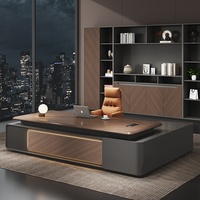 Bureau de direction en forme de L en bois avec armoire latérale de rangement, durable, écologique, moderne, minimaliste, luxe léger, haut de gamme