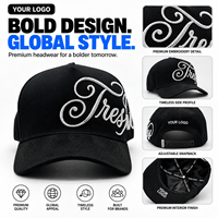 Casquettes de baseball avec logo personnalisé brodé, casquette de baseball en gros, sergé noir de qualité supérieure, broderie 3D, visière incurvée, casquette pour homme