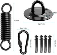 Kit de suspension de chaise hamac en acier inoxydable, pivotant à ressort, siège suspendu, crochet à pression noir, montage au plafond, 360