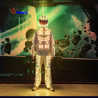 Costume de robot de danse LED futuriste, armure lumineuse pour homme, vêtements de scène, costume programmable, casque de mecha, costume RGB noir