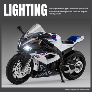 โมเดลรถมอเตอร์ไซค์ BMW HP4 ไดแคสต์ ขนาด 1:12 พร้อมเสียงและไฟ ล้อหน้าบังคับเลี้ยวได้ วัสดุโลหะผสม - Product Image 5