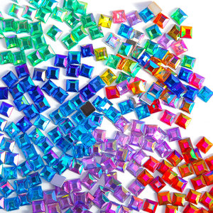 Hochwertige 100 Stück 6mm Acryl Quadratische Harz Strasssteine Lose Flatback Schmucksteine für Nail Art Schuhe Kleidung Taschen Design - Product Image 1