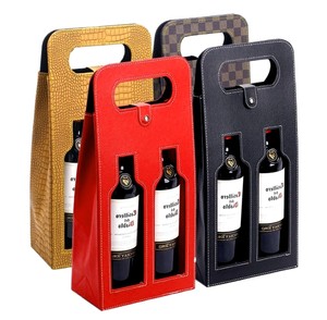 Bolsas de Regalo para Vino de Cuero PU, Caja de Vino Negra Personalizada con Logotipo Estampado en Caliente, Caja de Vino de Cuero para una Sola Botella - Product Image 2