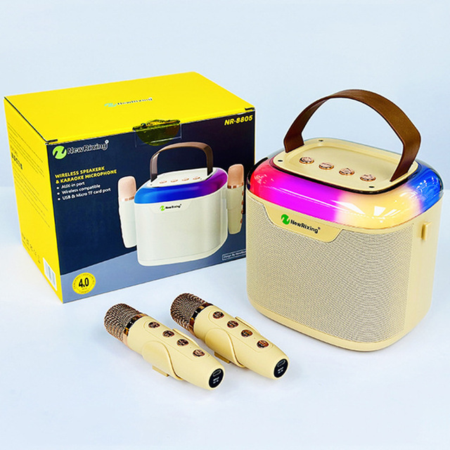 13W Mini Portable for BT Speaker Dual Microphone Integrated Karaoke System Battery Powered for Home Outdoor Children KTV
