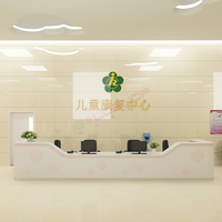 Bureau de réception en forme de L, design moderne, logo personnalisé, respectueux de l'environnement, pour bureau à domicile, hôpital, école, comptoir en bois