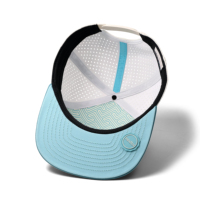 Casquette à visière plate à 5 panneaux, style Merlin imperméable, avec logo personnalisé, panneaux perforés découpés au laser, casquette de baseball à fermeture snapback