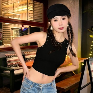 Vendita calda gilet estivo sottile a spalla larga Top in tinta unita <span class=keywords><strong>con</strong></span> imbottitura sul petto gilet alla moda senza maniche per ragazza - Product Image 3