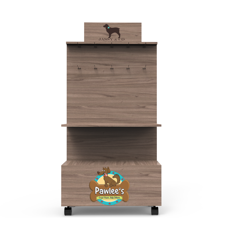 Apache Hot Selling Durable Wooden Half Tray Cleaning Toy Food for Dogs and Cats Floor Display Shelf for Pet Shops — view 3