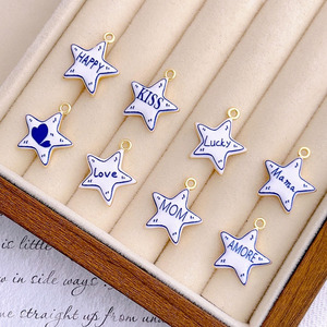 Pendentif Breloque Cœur Étoile, Collier Ras du Cou DIY pour la Fabrication de Bijoux avec Breloques Amour, Baiser, <span class=keywords><strong>Maman</strong></span>, Lettre Porte-Bonheur - Product Image 4