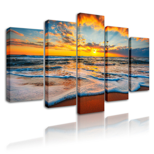 Art mural moderne, peinture <span class=keywords><strong>de</strong></span> <span class=keywords><strong>coucher</strong></span> <span class=keywords><strong>de</strong></span> <span class=keywords><strong>soleil</strong></span>, impressions sur toile encadrées <span class=keywords><strong>en</strong></span> 5 panneaux, décoration <span class=keywords><strong>de</strong></span> la maison, salon, chambre à <span class=keywords><strong>coucher</strong></span> - Product Image 5