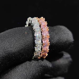 Bague Hip Hop pour homme en zircon 4 mm à une rangée, bague tendance de marque personnalisée, bague de couple Hip Hop - Product Image 2