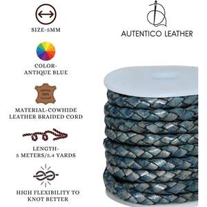 Cordon rond en cuir de vachette tressé pour l'artisanat de bijoux et les projets de cuir pour l'artisanat du cuir - Product Image 3