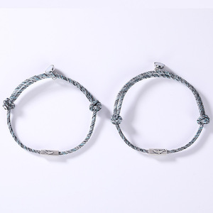 Whale Couple Bracelet Set Silver Tone Copper Wire Braided Animal Design For Love Gift Jewelry - Product Image 2