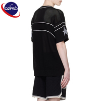 QZFSO T-shirts de sport personnalisés à coupe carrée avec impression par sublimation, design en maille, style streetwear, maillot de football américain rayé