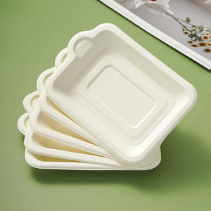 Assiettes en papier rectangulaires jetables épaisses de qualité alimentaire (sûres pour le contact alimentaire) pour la cuisson de collations - Product Image 2